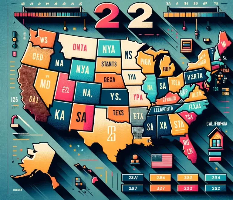 DALL·E 2024 05 13 22.34.46 A stylish and informative featured image for a blog about state by state Rebath cost comparison in 2024. The image should depict a map of the United S