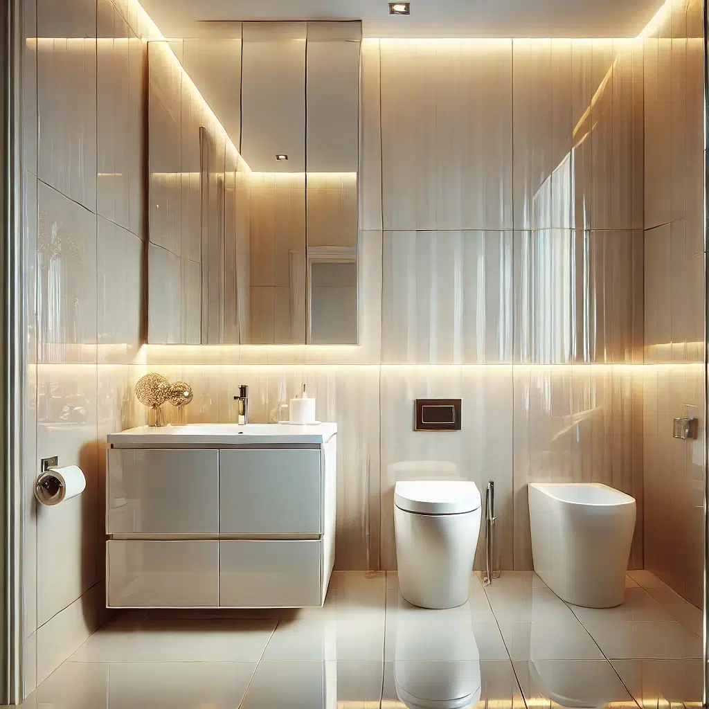 Consider Glossy Finishes  / How to Choose the Perfect Bathroom Tiles for Small Spaces